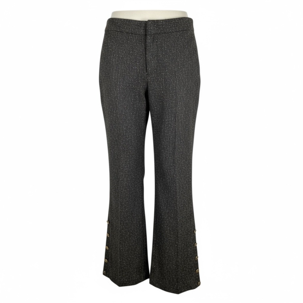 Elevenses Anthropologie Tweed Brighton Button Cuff Flare Leg Trousers Women's 8